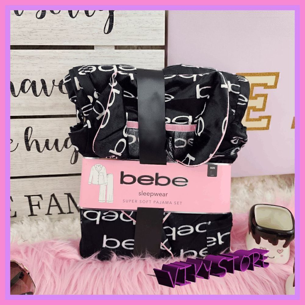 NWT {BEBE} Super Soft Pajama Set Black Size XLarge NWT